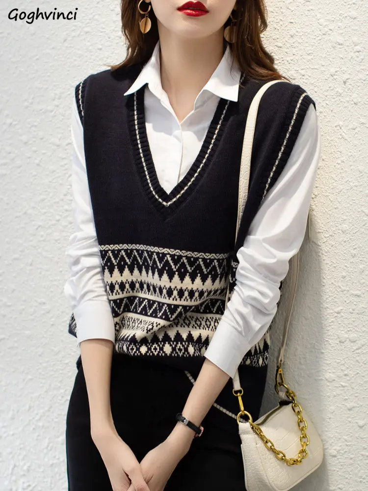 Sweater Vest Women Argyle Clothing Loose Harajuku Streetwear Elegant All-match Mujer Office Lady Leisure Chandails Autumn New 
Sweater Vest Women Argyle Clothing Loose Harajuku Streetwear Elegant All-match Mujer Office Lady Leisure Chandails Autumn New