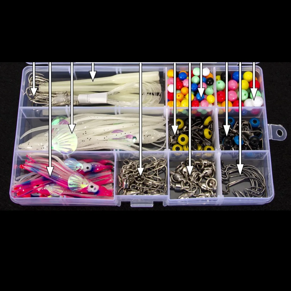 226pcs/set Sea Fishing Accessories Tackle Kit Luminous Octopus Soft Bait Swivel Carp Fishing Bait Lure Hook Rings Pesca Set
226pcs/set Sea Fishing Accessories Tackle Kit Luminous Octopus Soft Bait Swivel Carp Fishing Bait Lure Hook Rings Pesca Set