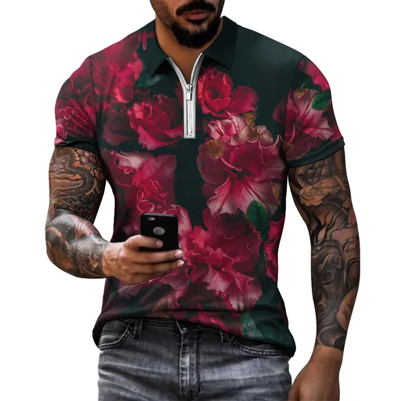 Summer Men's Polo Shirt Floral Top T-Shirt Short Sleeve Lapel Zip 3D Print Polo Shirt Casual Hip Hop Hawaiian Style Clothing
Summer Men's Polo Shirt Floral Top T-Shirt Short Sleeve Lapel Zip 3D Print Polo Shirt Casual Hip Hop Hawaiian Style Clothing