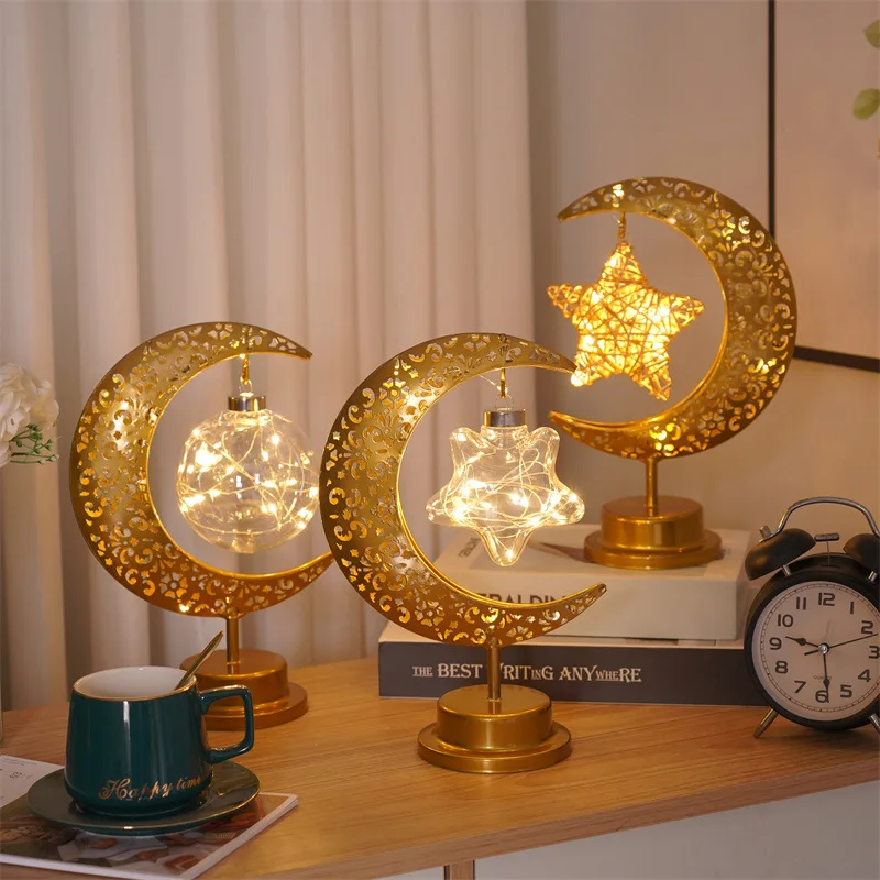 Iron Star Moon LED Night Lamp Ramadan Decoration 2023 Golden Night Light for Room Decor Home Metal Ramadan Kareem Mubarak Muslim 
Iron Star Moon LED Night Lamp Ramadan Decoration 2023 Golden Night Light for Room Decor Home Metal Ramadan Kareem Mubarak Muslim