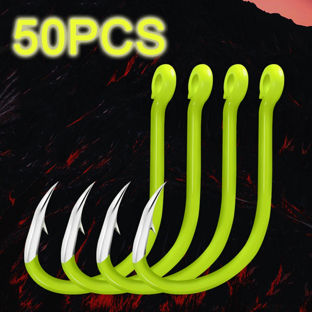 50 Pack Luminous Fishing Hooks Fluorescent Bulk Fishing Accessories Lure Carbon Steel #8 / #9 / #10 / #11 / #12 / #13 
50 Pack Luminous Fishing Hooks Fluorescent Bulk Fishing Accessories Lure Carbon Steel #8 / #9 / #10 / #11 / #12 / #13