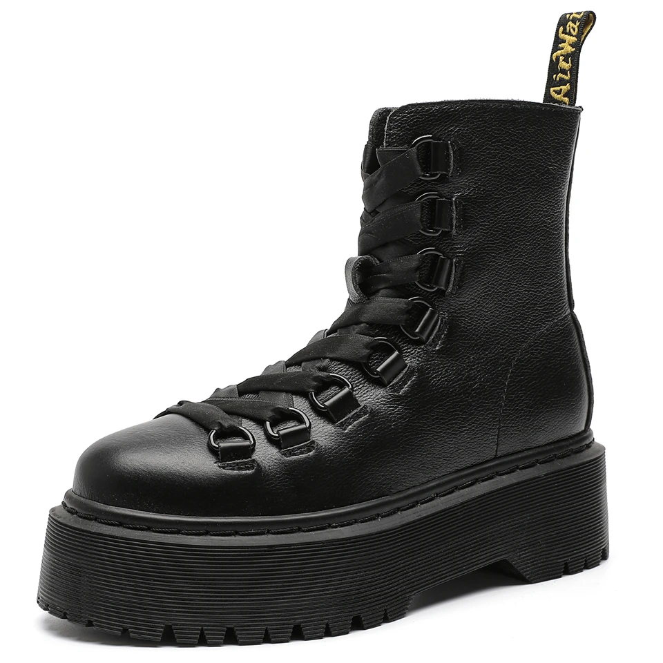 White Black Full Grain Leather Ankle Boots Women Autumn Winter Round Toe Lace Up Shoes Woman Fashion Motorcycle Platform Botas
White Black Full Grain Leather Ankle Boots Women Autumn Winter Round Toe Lace Up Shoes Woman Fashion Motorcycle Platform Botas