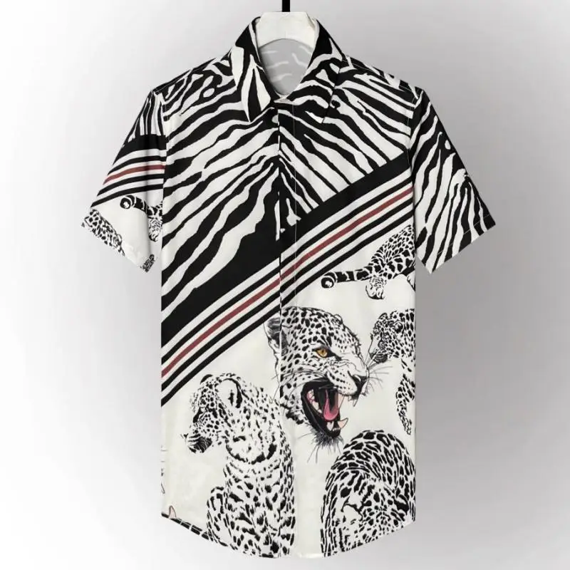 Minlgu Summer Short Sleeve Mens Shirts Luxury Speckle Leopard Printed Mens Dress Shirts Fashion Men Shirts Casual Slim Fit 4XL 
Minlgu Summer Short Sleeve Mens Shirts Luxury Speckle Leopard Printed Mens Dress Shirts Fashion Men Shirts Casual Slim Fit 4XL