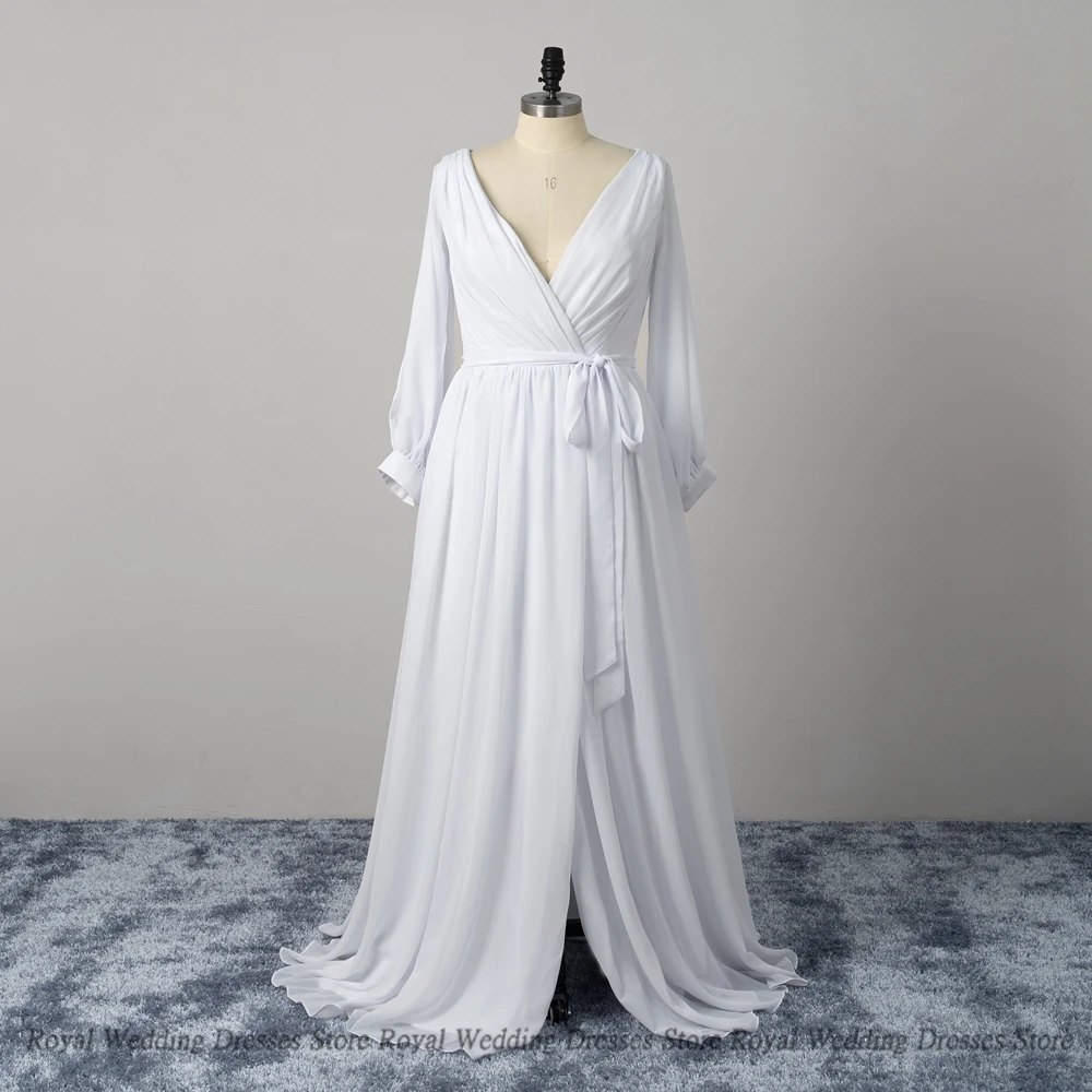 Exquisite A-line V-neck Wedding Dresses Bows Sash Hight Slit Ribbon Draped Floor Length Print High Quality Gowns Robe De Ma
Exquisite A-line V-neck Wedding Dresses Bows Sash Hight Slit Ribbon Draped Floor Length Print High Quality Gowns Robe De Ma