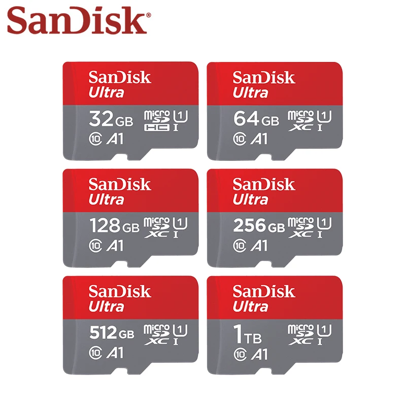 

Original SanDisk Micro SD Card 1TB 512GB 256GB 128GB 64GB 32GB A1 Class10 TF Card MicrosdHC/XC Flash Memory Card for Phone PC