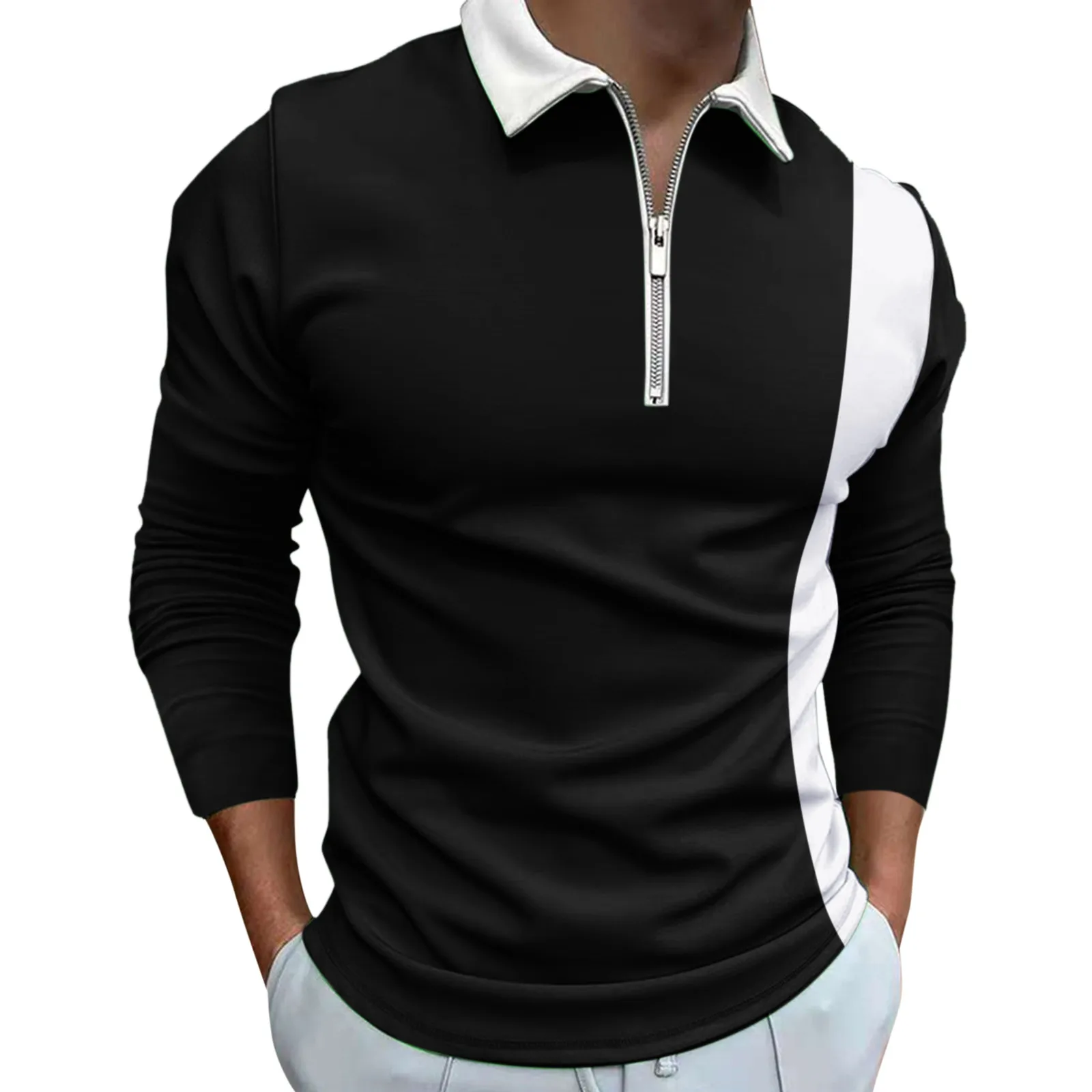 Men Polo Shirt Contrast Color Slim Long Sleeve Patchwork Zipper Lapel Clothes Quick Dry Autumn Tops
Men Polo Shirt Contrast Color Slim Long Sleeve Patchwork Zipper Lapel Clothes Quick Dry Autumn Tops