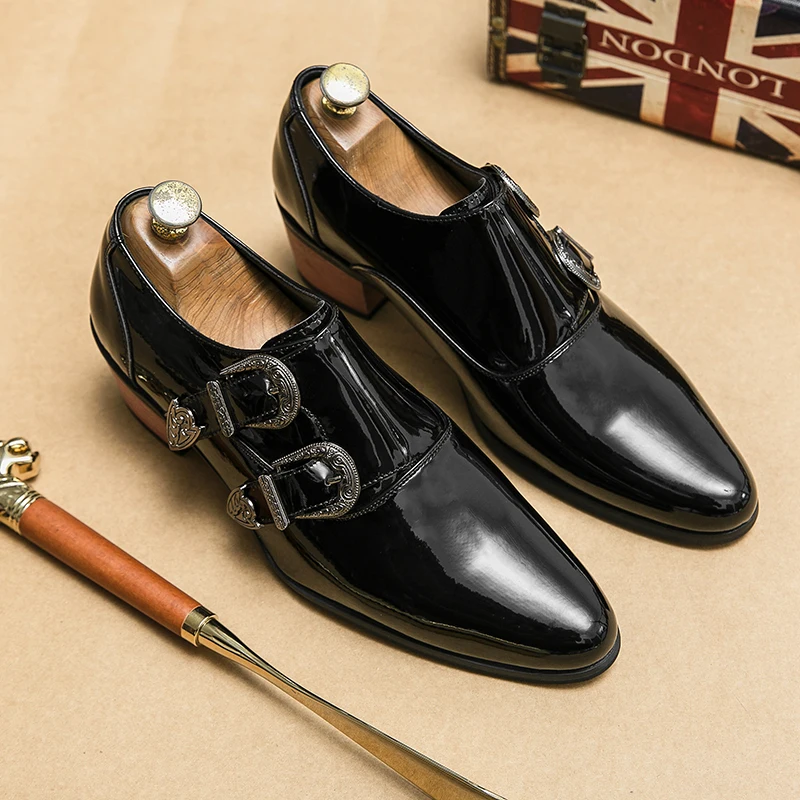 Black Patent Leather Loafers for Men Buckle Strap Round Toe Men's Thick Heeled Formal Shoes Business Handmade Men Shoes
Black Patent Leather Loafers for Men Buckle Strap Round Toe Men's Thick Heeled Formal Shoes Business Handmade Men Shoes