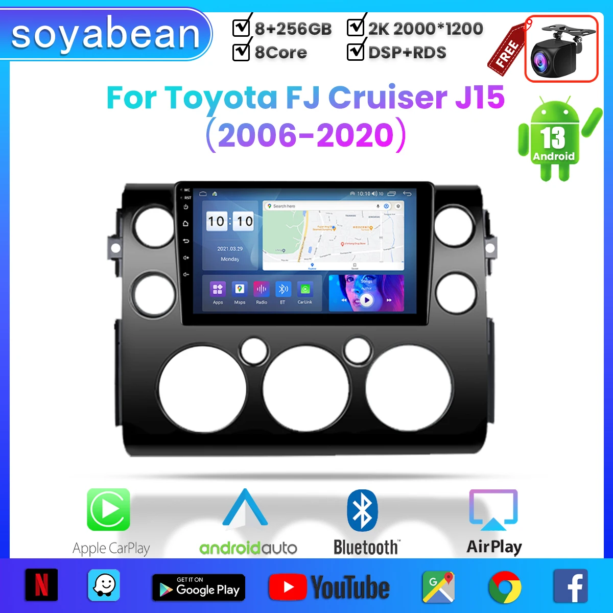Автомобильный радиоприемник Android 13 для Toyota FJ Cruiser J15 2006-2020, 9-дюймовый мультимедийный плеер с 4G WiFi Carplay и 2Din GPS
Автомобильный радиоприемник Android 13 для Toyota FJ Cruiser J15 2006-2020, 9-дюймовый мультимедийный плеер с 4G WiFi Carplay и 2Din GPS