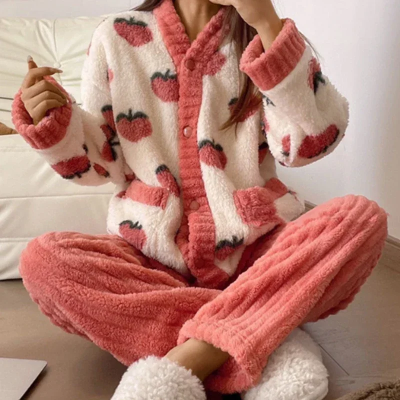 Autumn Winter Kawaii Cartoon Pajama Sets Women Pyjamas Warm Flannel Loung Sleepwear Girl Pijama Mujer Night Suits Homewear PJ
Autumn Winter Kawaii Cartoon Pajama Sets Women Pyjamas Warm Flannel Loung Sleepwear Girl Pijama Mujer Night Suits Homewear PJ