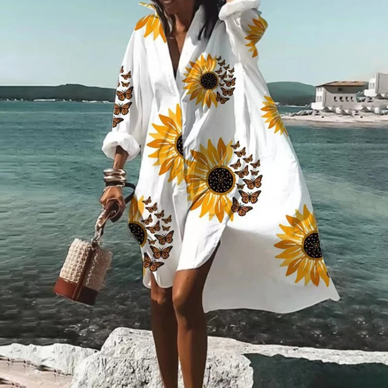 2023 Summer Women's Shirt Skirt Print V-neck Long Sleeve Loose Dresses Female Casual New Elegant Fashion Beach Ladies Clothes
2023 Summer Women's Shirt Skirt Print V-neck Long Sleeve Loose Dresses Female Casual New Elegant Fashion Beach Ladies Clothes