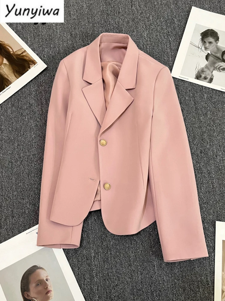 Cropped Jacket Blazers for Women Clothing Pink Office Lady Korean Sleeve Notched Collar Streetar Fall 2022
Cropped Jacket Blazers for Women Clothing Pink Office Lady Korean Sleeve Notched Collar Streetar Fall 2022