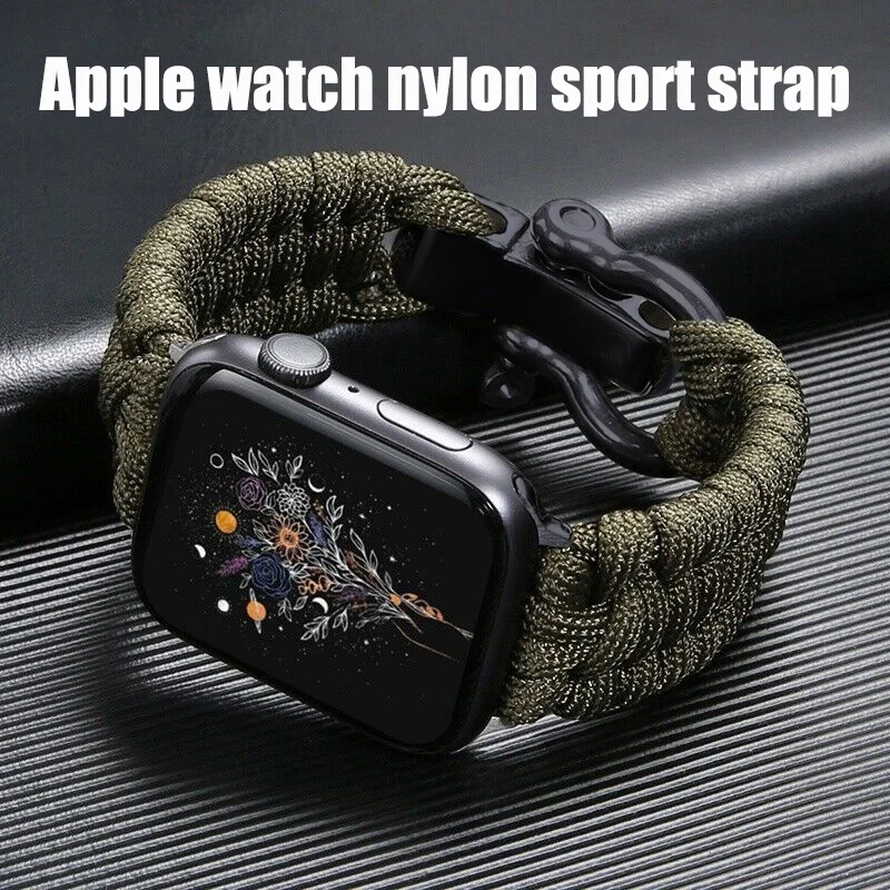 Survival Outdoor Braided nylon strap for Apple Watch series 8 Ultra 49mm 7 6 SE 5 4 3 41mm 45mm 40mm 44mm 42mm sports Bracelet
Survival Outdoor Braided nylon strap for Apple Watch series 8 Ultra 49mm 7 6 SE 5 4 3 41mm 45mm 40mm 44mm 42mm sports Bracelet