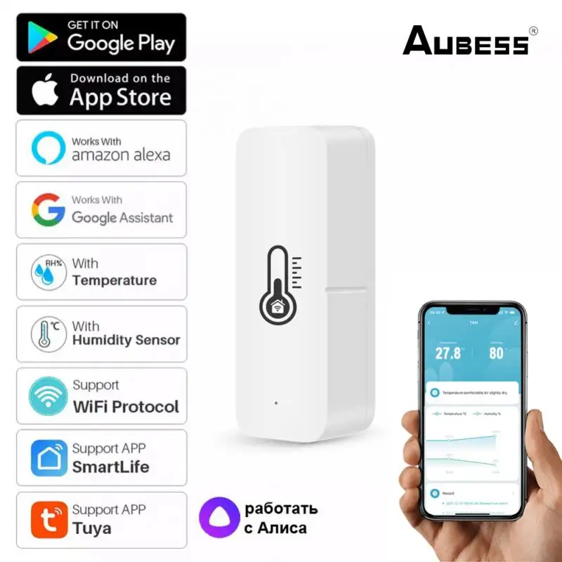 Aubess Tuya Temperature And Humidity Sensor Remote Monitor By Tuya Smart Life APP Smart Home Battery Powered Work ALexa Google
Aubess Tuya Temperature And Humidity Sensor Remote Monitor By Tuya Smart Life APP Smart Home Battery Powered Work ALexa Google
