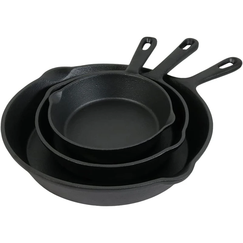 Indoor/Outdoor Heavy-Duty Pre-Seasoned Cast Iron Skillet Frying Pan Set - 6", 7", and 10" - Black - 3pc
Indoor/Outdoor Heavy-Duty Pre-Seasoned Cast Iron Skillet Frying Pan Set - 6", 7", and 10" - Black - 3pc
