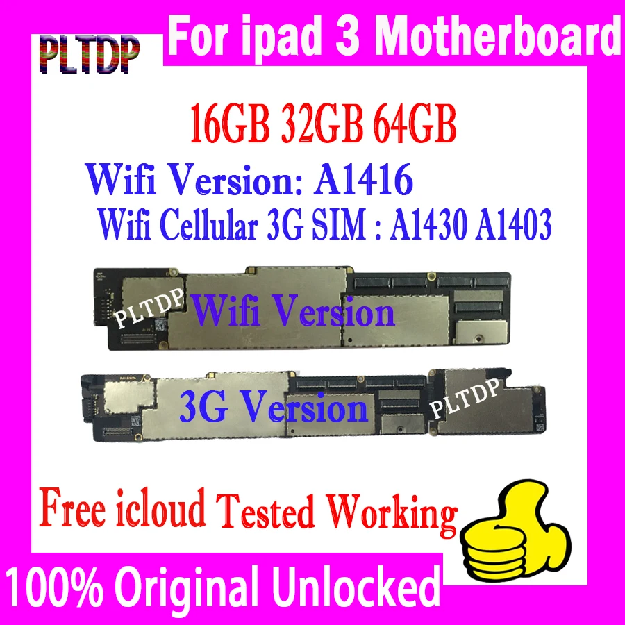 Версия Wi-Fi + Материнская плата 3G для ipad 3 материнская плата с полными чипами, оригинальная разблокированная логическая плата без идентификац...
Версия Wi-Fi + Материнская плата 3G для ipad 3 материнская плата с полными чипами, оригинальная разблокированная логическая плата без идентификац...