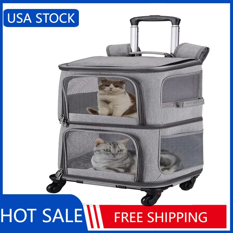 VOISTINO Double Backpack with Wheels for Small Cats and Dogs, Rolling Cat Travel Carrier, Super Ventilated Design
VOISTINO Double Backpack with Wheels for Small Cats and Dogs, Rolling Cat Travel Carrier, Super Ventilated Design