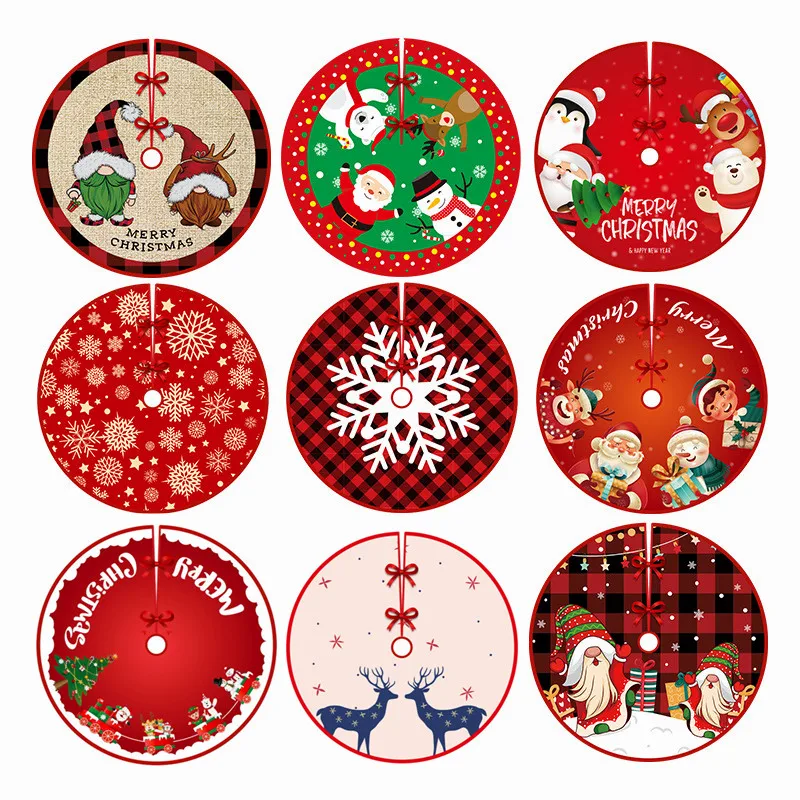 

90cm Christmas Tree Skirt Santa Claus Snowflake Xmas Tree Carpet Merry Christmas Decor For Home Navidad New Year 2023 Ornaments
