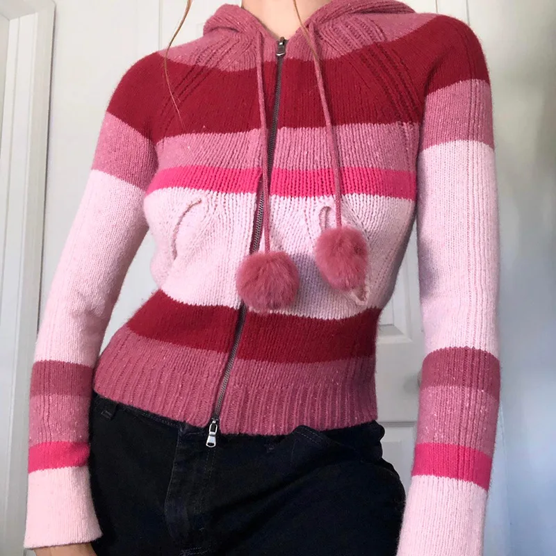 y2k Striped Knitted Jumpers Zipper Vintage Cute Prepply Jackets Women Chic Hooded Slim Harajuku Korean Outwear Pockets
y2k Striped Knitted Jumpers Zipper Vintage Cute Prepply Jackets Women Chic Hooded Slim Harajuku Korean Outwear Pockets