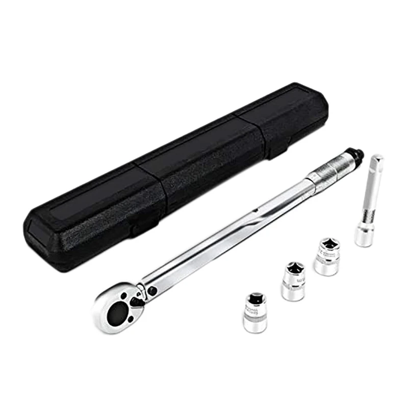 1/2-Inch Drive Click Torque Wrench Set, 20-150 Ft.Lb/ 28-210 Nm With Sockets And Extension Bar
1/2-Inch Drive Click Torque Wrench Set, 20-150 Ft.Lb/ 28-210 Nm With Sockets And Extension Bar