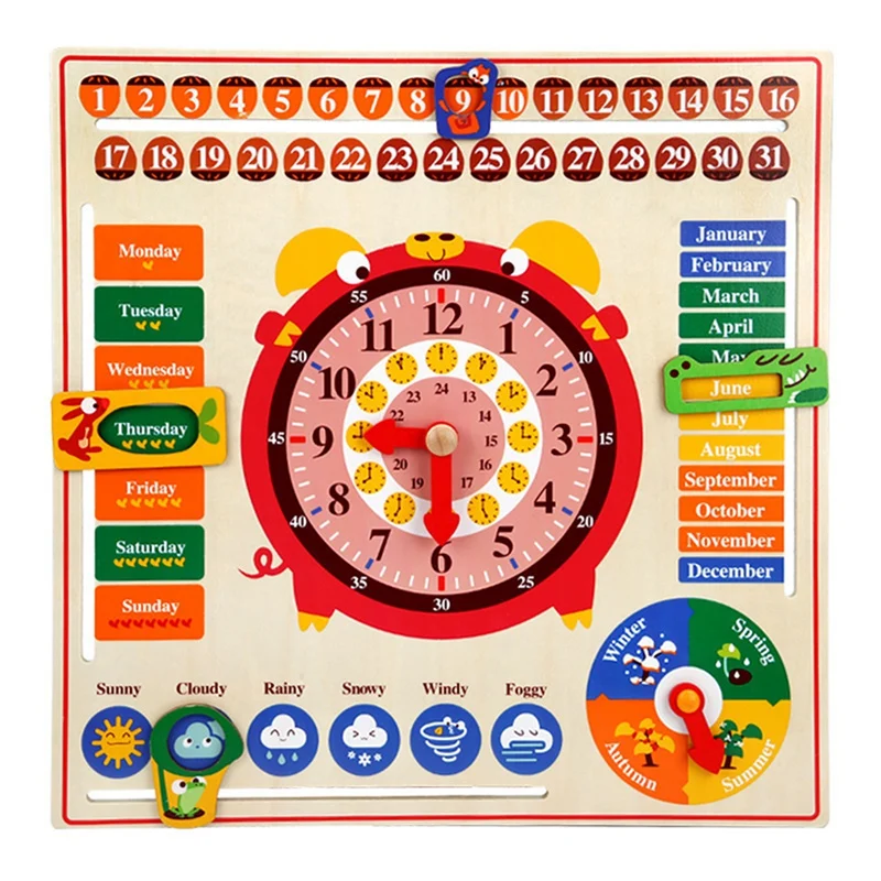 Wooden Multifunctional Calendar Clock Children's English Early Childhood Education Puzzle Hanging Board
Wooden Multifunctional Calendar Clock Children's English Early Childhood Education Puzzle Hanging Board
