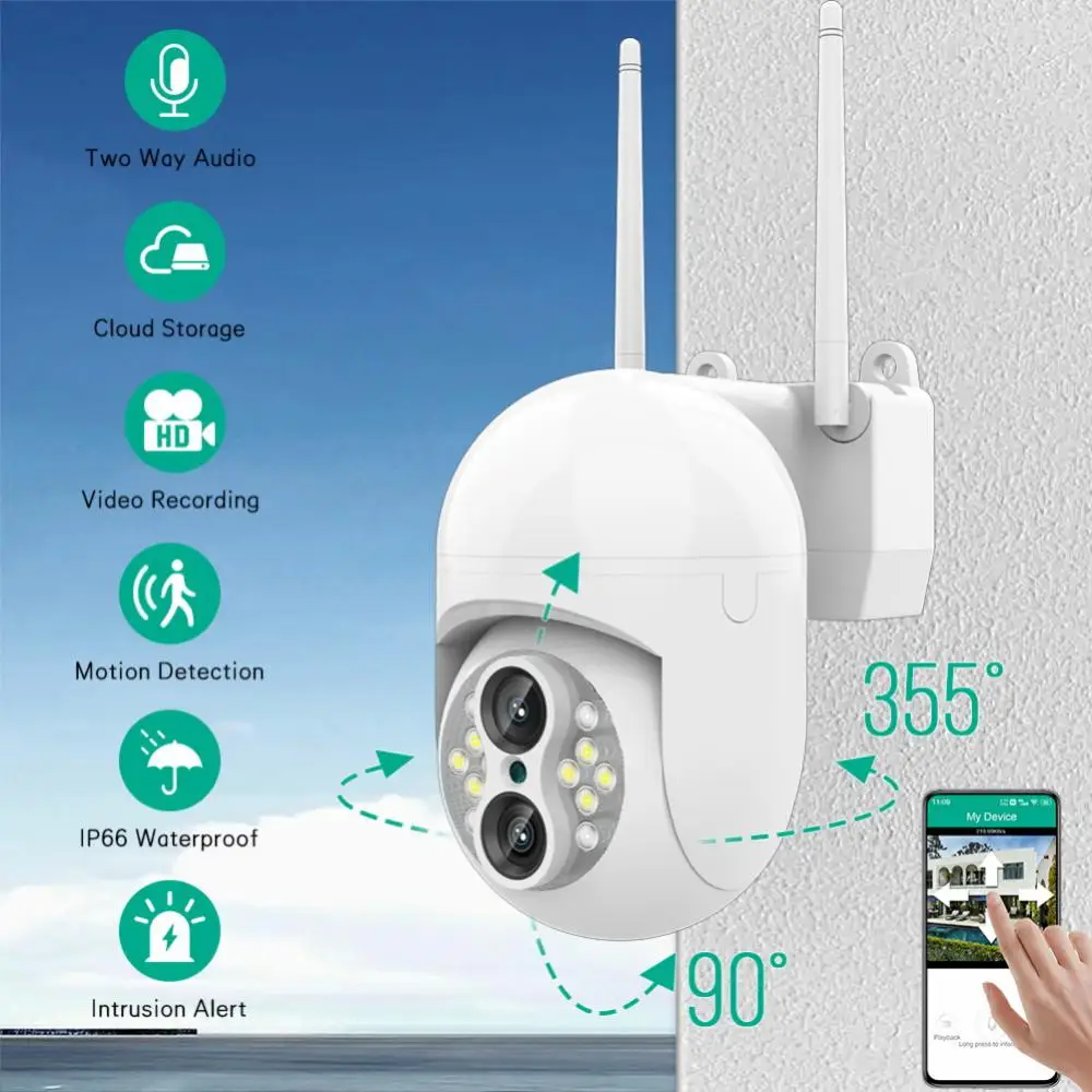 New 2MP PTZ Wifi IP Surveillance Camera Outdoor 8X Digital Zoom AI Human Detect Wireless Camera H.264 Audio Security CCTV Camera
New 2MP PTZ Wifi IP Surveillance Camera Outdoor 8X Digital Zoom AI Human Detect Wireless Camera H.264 Audio Security CCTV Camera