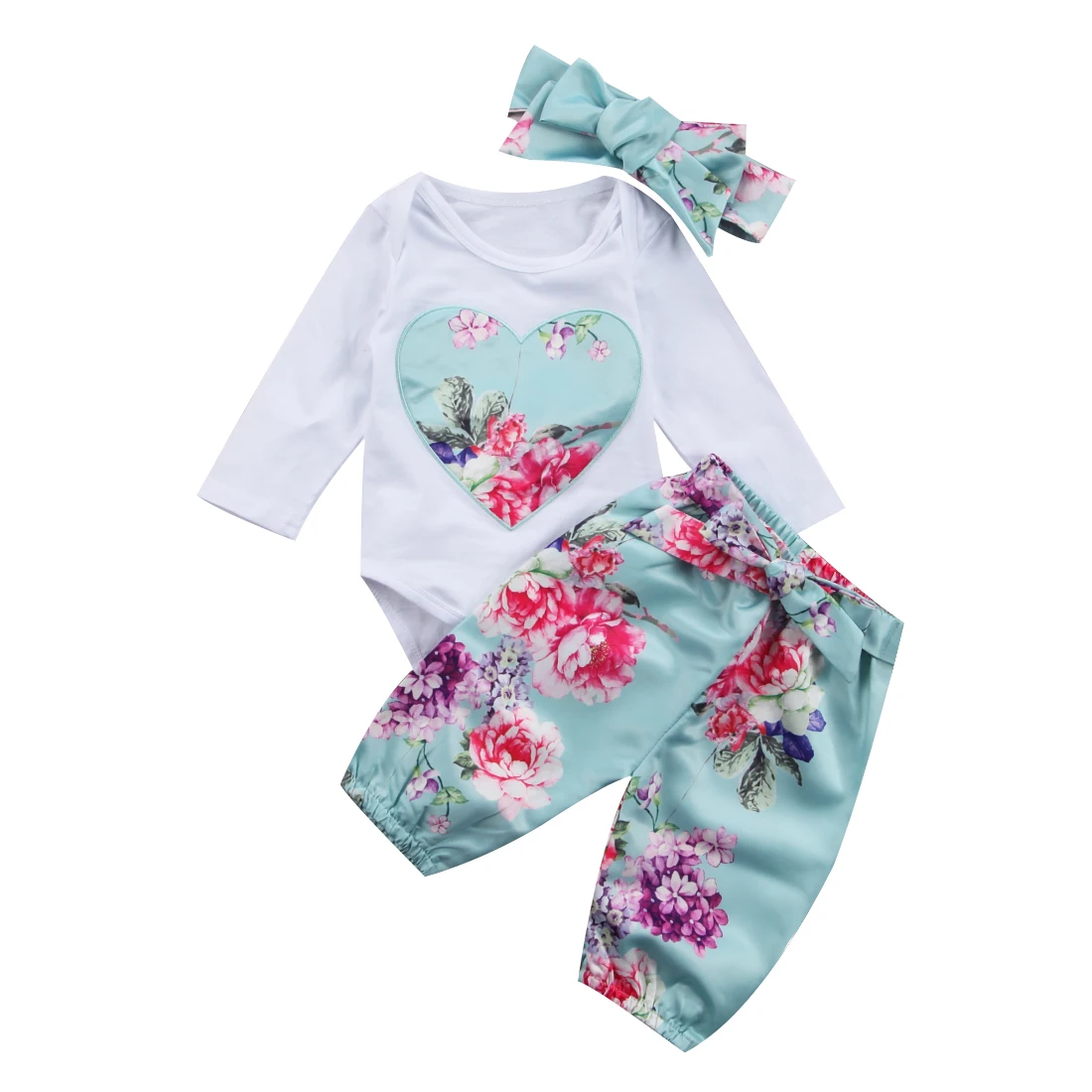 Newborn Infant Kid Baby Girls Love heart Floral 3pcs Clothes Set Long Sleeve Jumpsuit Romper + Pants + Headband Outfits
Newborn Infant Kid Baby Girls Love heart Floral 3pcs Clothes Set Long Sleeve Jumpsuit Romper + Pants + Headband Outfits