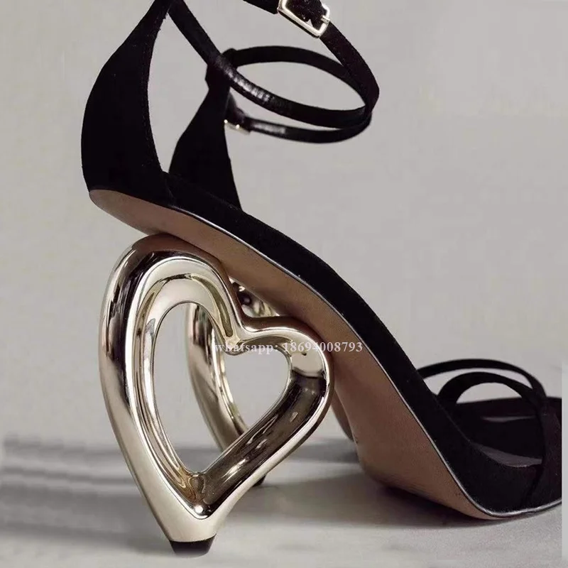 New Black Sandals Strange Style Heel Ankle Buckle Open Toe Women Heart Shape Heel Sandals Gold Heel Shoes For Women Sandals
New Black Sandals Strange Style Heel Ankle Buckle Open Toe Women Heart Shape Heel Sandals Gold Heel Shoes For Women Sandals