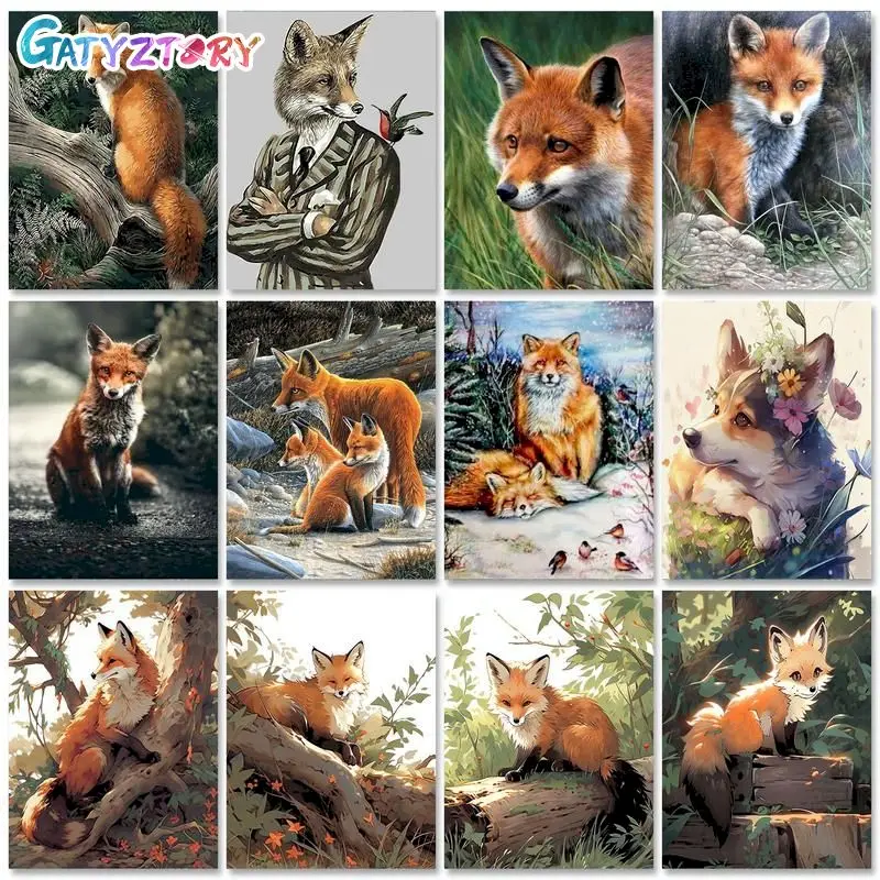 

GATYZTORY Modern Paint By Numbers With Frame Fox For Adults Diy Gift Artwork Canvas Painting Acrylic Paints Wall Decors Kill Tim