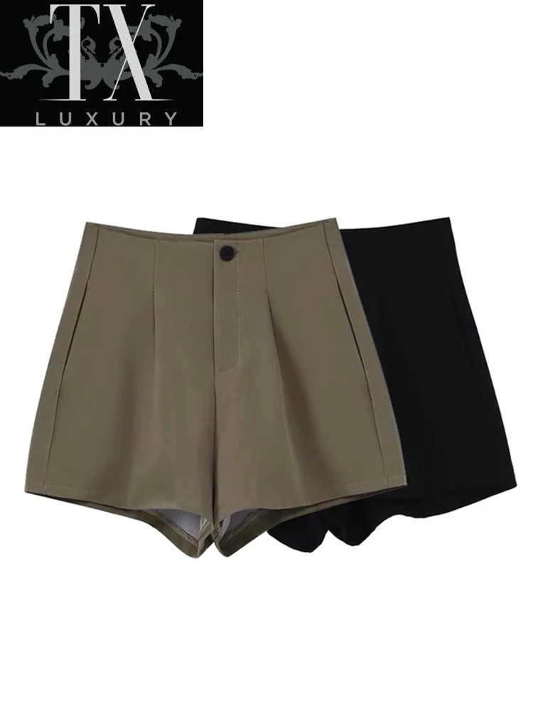 Women 2022 Summer New Casual High Waist A-line Loose Wide Leg Chic Office Lady Solid All-Match Suit Shorts 
Women 2022 Summer New Casual High Waist A-line Loose Wide Leg Chic Office Lady Solid All-Match Suit Shorts