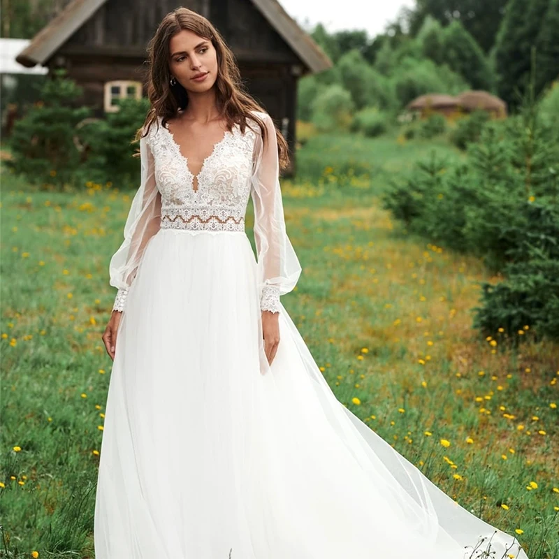 QUEEN Long Sleeve Puff V-neck Floor Length Wedding Dresses 2022 Tulle White Bridal Gowns For Woman Custom Made Vestidos De Noiva
QUEEN Long Sleeve Puff V-neck Floor Length Wedding Dresses 2022 Tulle White Bridal Gowns For Woman Custom Made Vestidos De Noiva