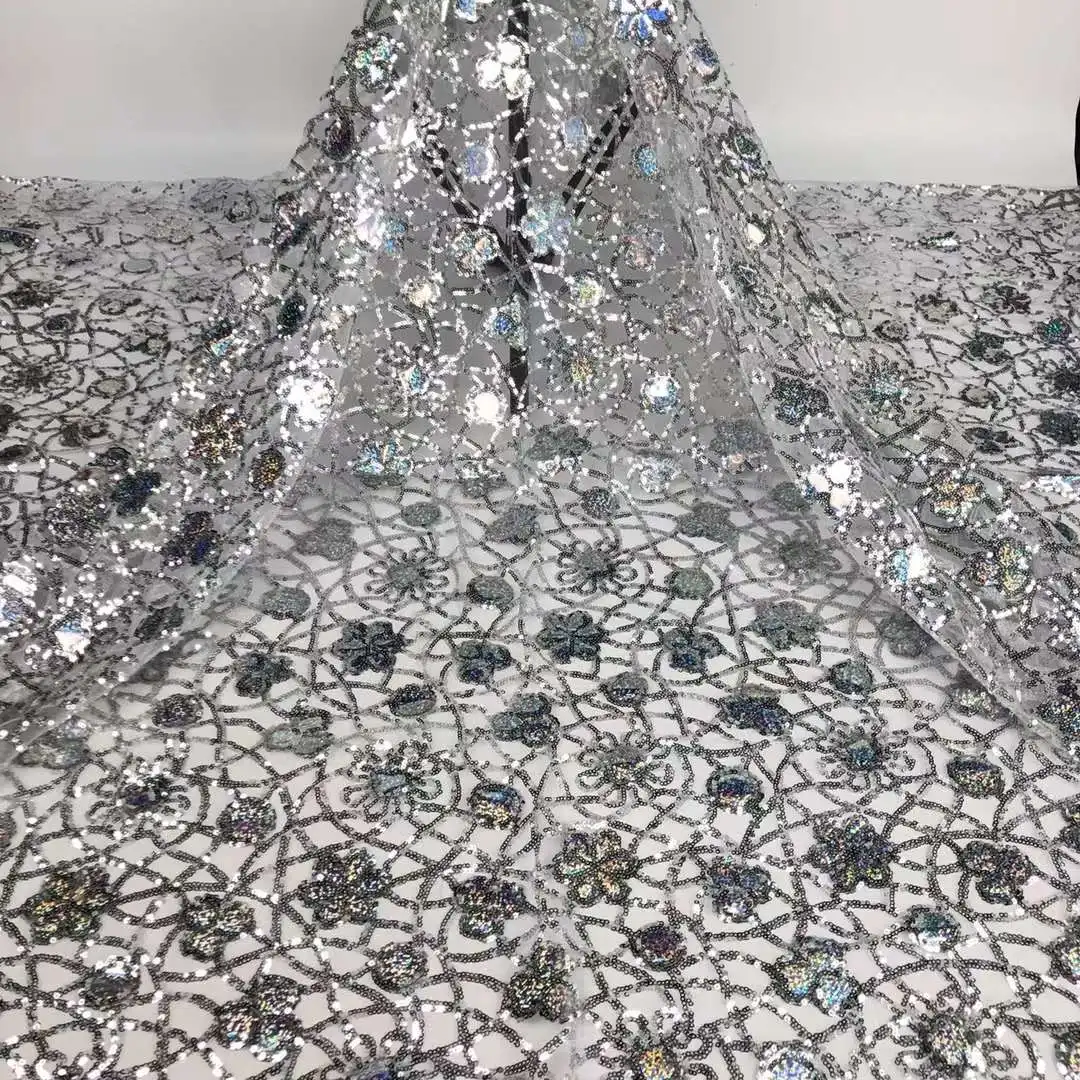 African Lace Fabric 2023 High Quality French Mesh Lace Fabric Silver Color Nigerian Tulle Glitter Sequins Lace Fabric For Party
African Lace Fabric 2023 High Quality French Mesh Lace Fabric Silver Color Nigerian Tulle Glitter Sequins Lace Fabric For Party