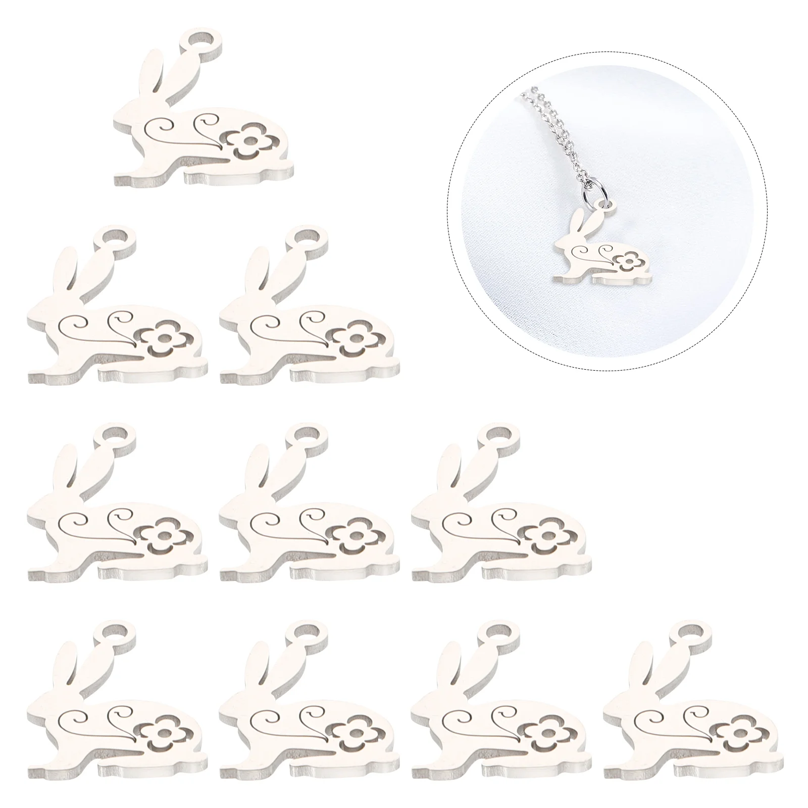 10 Pcs Titanium Steel Rabbit Pendant Charm DIY Bead Jewelry Making Chic Pendants Stainless Small Pet 
10 Pcs Titanium Steel Rabbit Pendant Charm DIY Bead Jewelry Making Chic Pendants Stainless Small Pet