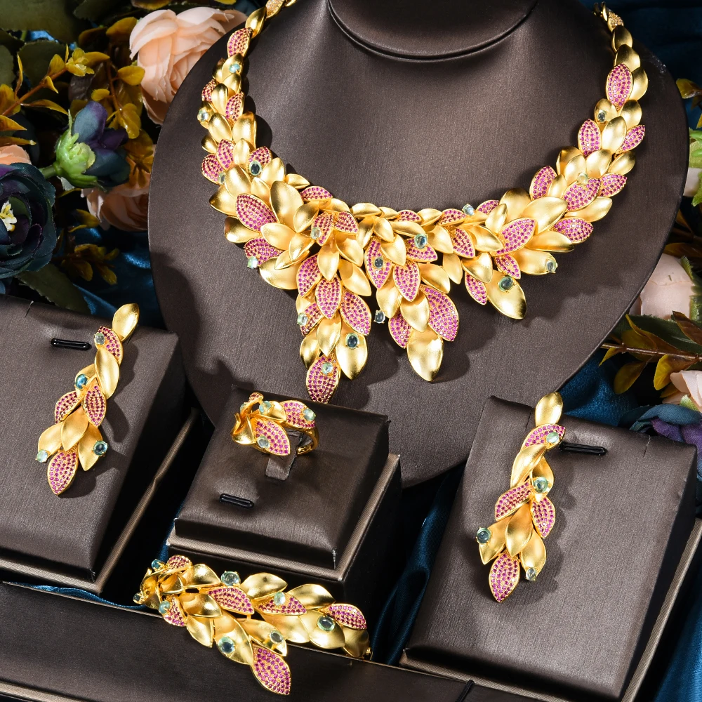 GODKI Luxury Matte Leaf Forest 4PCS Indian Jewelry set For Women Wedding Zircon Crystal Naija African Dubai Bridal Set
GODKI Luxury Matte Leaf Forest 4PCS Indian Jewelry set For Women Wedding Zircon Crystal Naija African Dubai Bridal Set