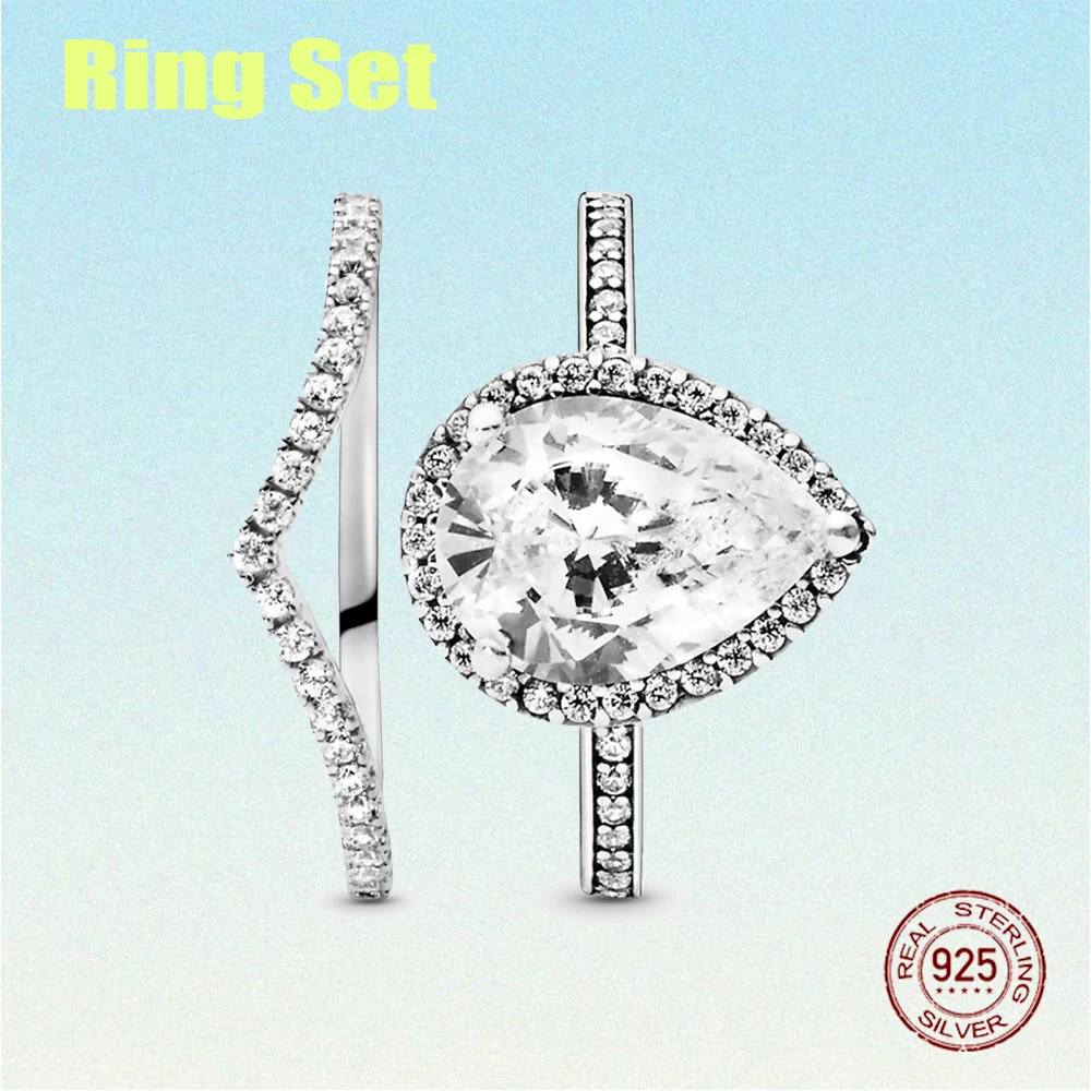 2021 Trendy Ring 925 Silver Teardrop Halo and Wishbone Stacking Ring Set For Couples Gift
2021 Trendy Ring 925 Silver Teardrop Halo and Wishbone Stacking Ring Set For Couples Gift