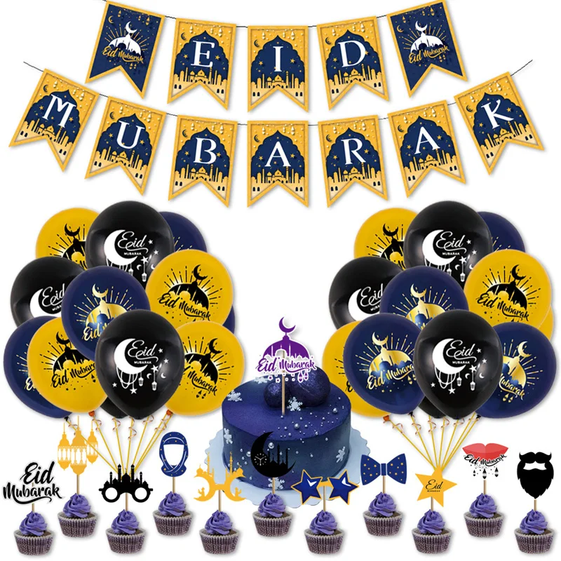 1Set EID MUBARAK Banner Gold Blue Latex Balloons Cake Toppers for Muslim Ramadan Kareem Festival DIY Decoration Party Supplies
1Set EID MUBARAK Banner Gold Blue Latex Balloons Cake Toppers for Muslim Ramadan Kareem Festival DIY Decoration Party Supplies