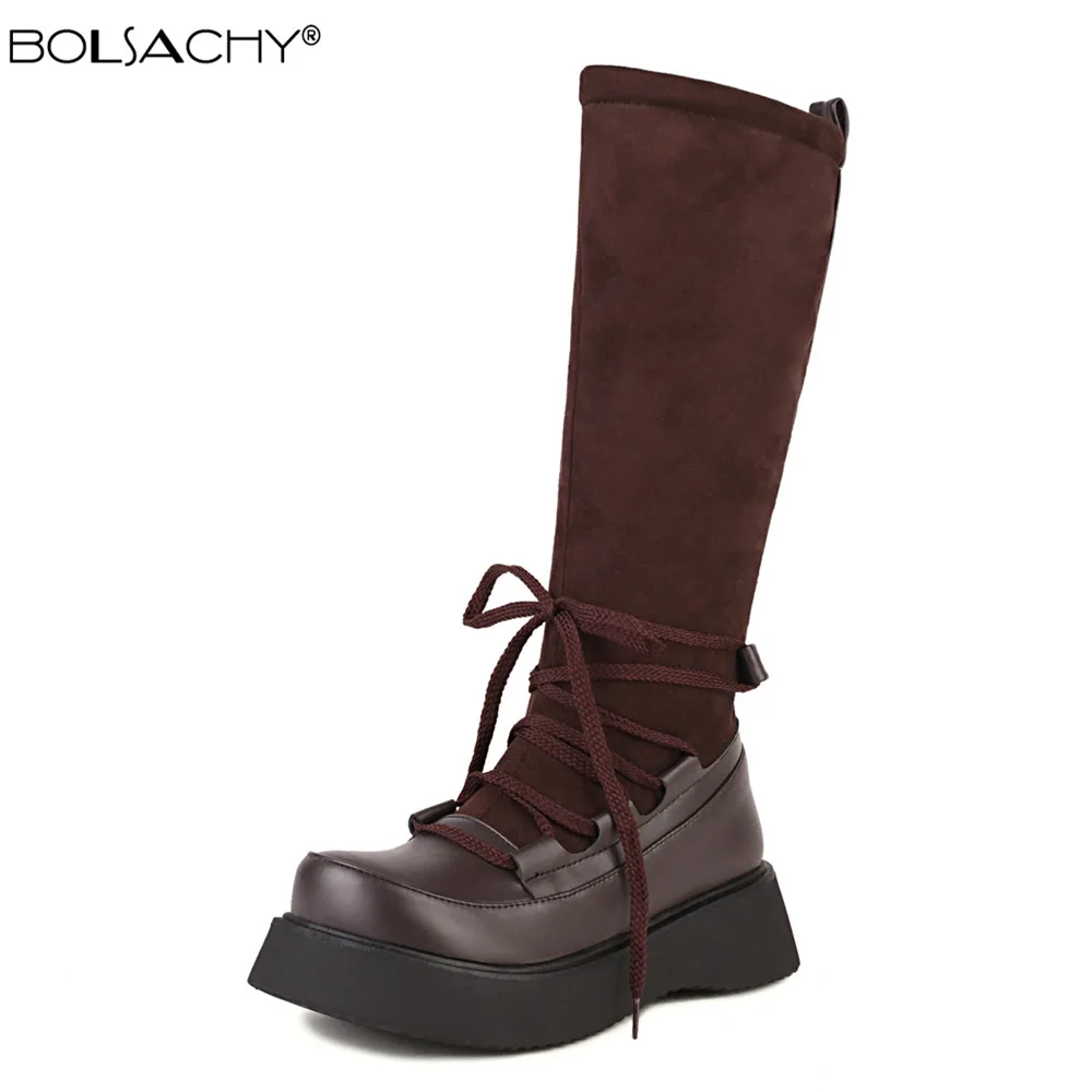 Boots Ladies Casual Stretch Fabric Socks Boots Fashion Cross-tied Women Shoes Platform Knee-High Boots Gothic Women Brown Black
Boots Ladies Casual Stretch Fabric Socks Boots Fashion Cross-tied Women Shoes Platform Knee-High Boots Gothic Women Brown Black