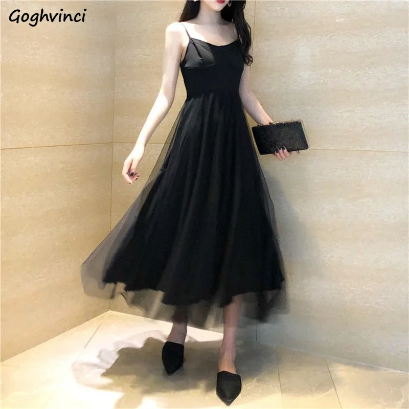 Dress Women French Style Vintage Tulle Summer Temperament Chic Black Classic Spaghetti Strap Vestidos Party Club A-line Korean
Dress Women French Style Vintage Tulle Summer Temperament Chic Black Classic Spaghetti Strap Vestidos Party Club A-line Korean