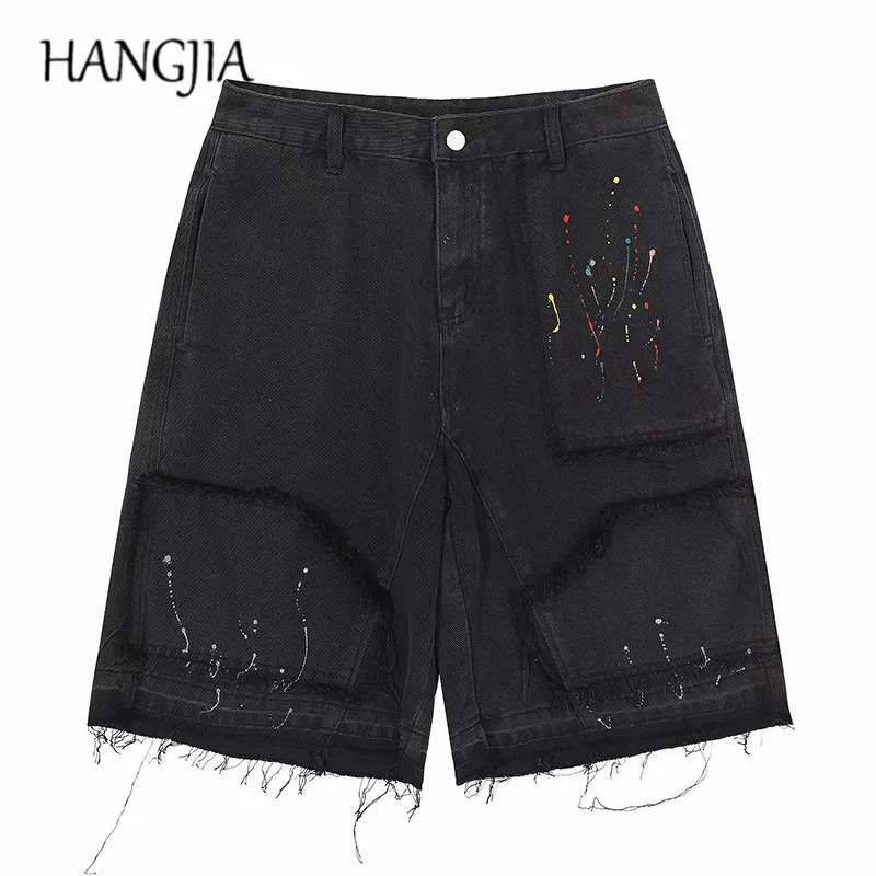 Hip-hop Splashed Ink Raw Edges Cargo Denim Shorts Men Women Black Oversized Wide-leg Jeans Street Wear Distressed Denim Joggers
Hip-hop Splashed Ink Raw Edges Cargo Denim Shorts Men Women Black Oversized Wide-leg Jeans Street Wear Distressed Denim Joggers
