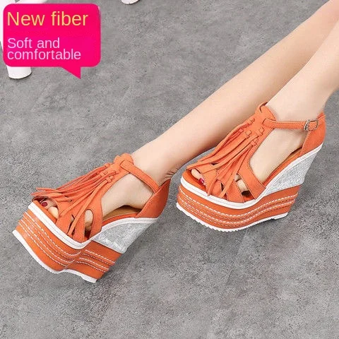 Small Size Sexy Tassel Wedge Super High Heel Microfiber 14cm Nightclub Women's Sandals Small Shoes Waterproof Platform Peep-Toe
Small Size Sexy Tassel Wedge Super High Heel Microfiber 14cm Nightclub Women's Sandals Small Shoes Waterproof Platform Peep-Toe