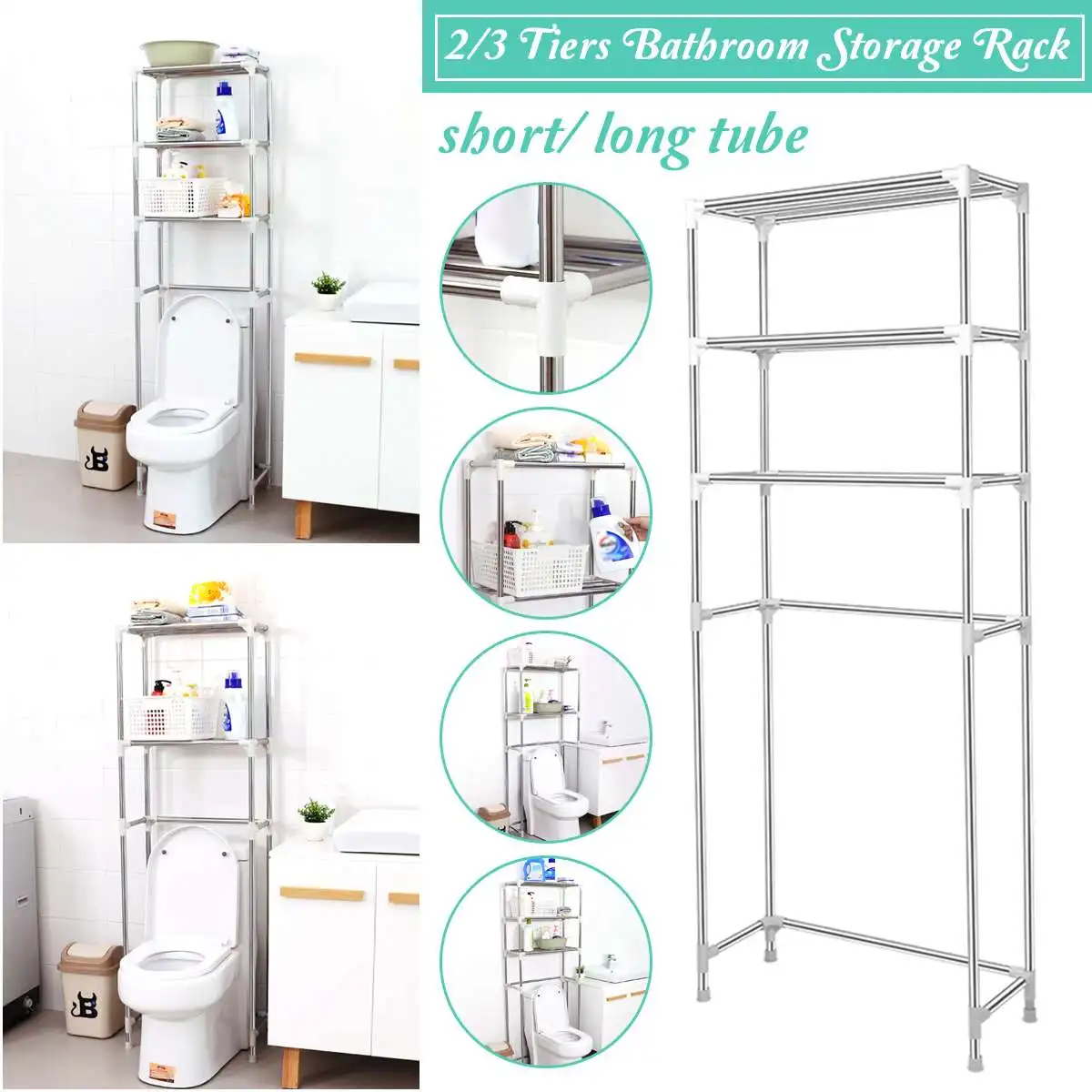 2/3layer Thicken Stainless Steel Rack Toilet Cabinet Shelving Kitchen Washing Machine Rack Bathroom Shelf Kitchen Sundries Rack
2/3layer Thicken Stainless Steel Rack Toilet Cabinet Shelving Kitchen Washing Machine Rack Bathroom Shelf Kitchen Sundries Rack