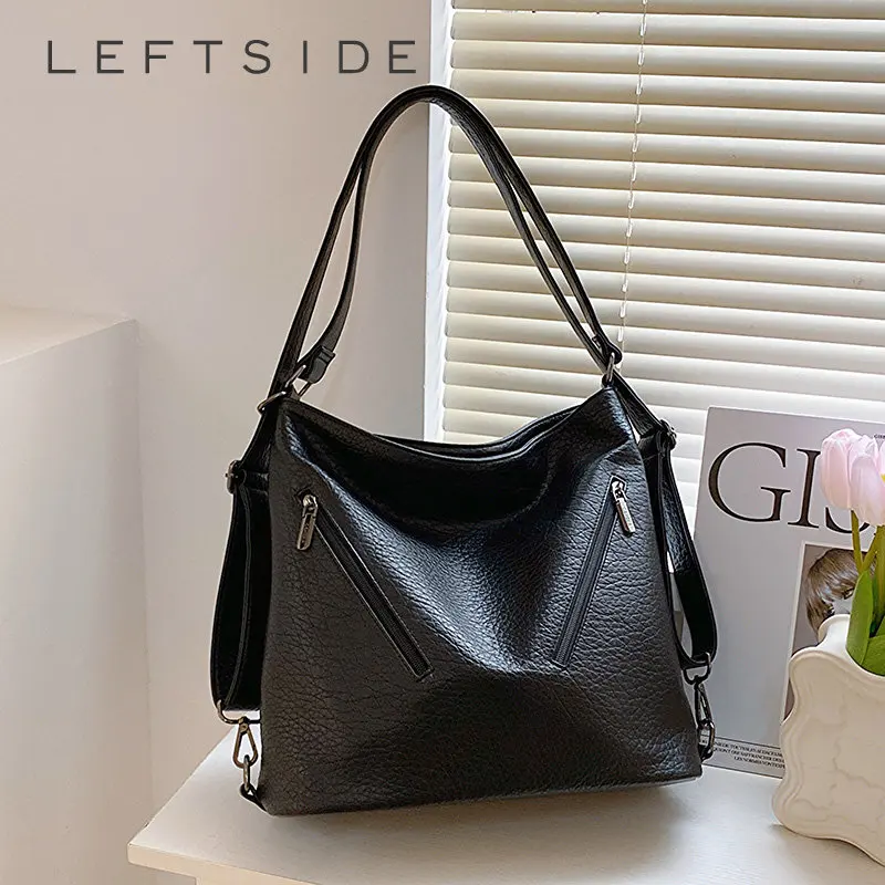 Модная кожаная сумка через плечо LEFTSIDE для женщин 2023, женская простая вместительная сумка через плечо, сумки и кошельки
