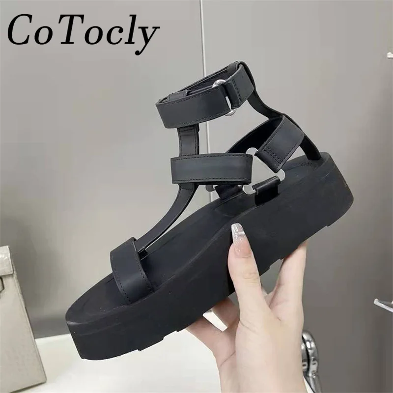 Summer Platform Sandals Women Thick Bottom Ankle Strap Genuine Leather leisure Sandals Holiday Beach Shoes Sandalias Mujer 2022
Summer Platform Sandals Women Thick Bottom Ankle Strap Genuine Leather leisure Sandals Holiday Beach Shoes Sandalias Mujer 2022