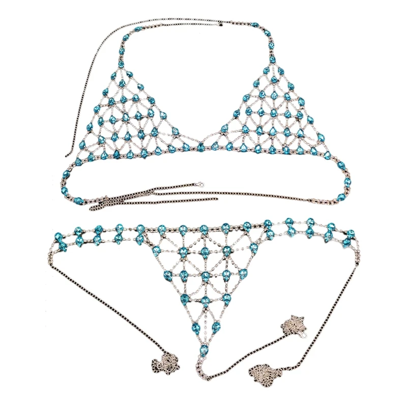 Women Sexy Rhinestone Bra Panties Set Statement Blue Crystal Water Drop Bikini Underwear Body Chain See-Through Jewelry Harness
Women Sexy Rhinestone Bra Panties Set Statement Blue Crystal Water Drop Bikini Underwear Body Chain See-Through Jewelry Harness