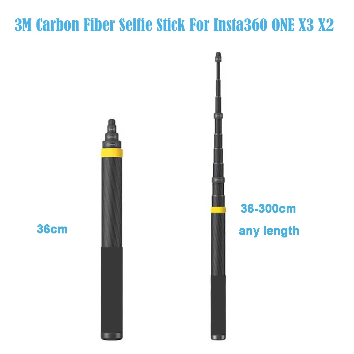 

For Insta360 X3 3m Ultra-long Extended Edition Carbon Fiber Selfie Stick Accessories For Insta 360 X3 ONE X2 ONE RS New Version