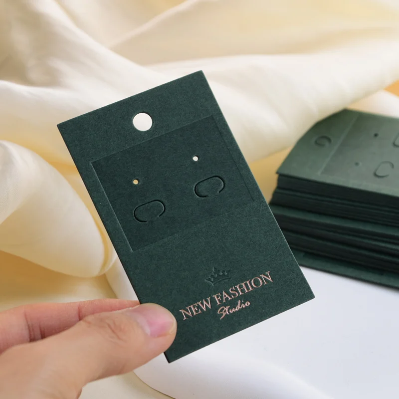 New Arrival Earrings Display Card Dark Green Cardboard Debossing and Gold foil Storage Cards and Personalizing Free Design
New Arrival Earrings Display Card Dark Green Cardboard Debossing and Gold foil Storage Cards and Personalizing Free Design