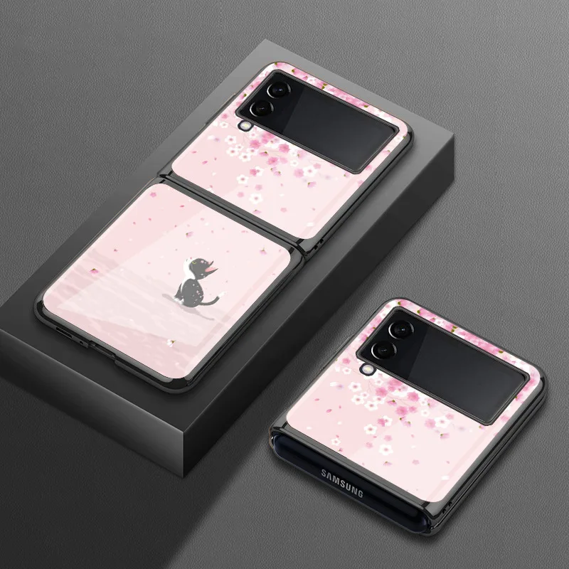 Z Flip3 Casing Case for Samsung Galaxy Z Flip 3 Cherry Blossoms Cat Pattern Coque Plating Tempered Glass Phone Case Cover Capa 
Z Flip3 Casing Case for Samsung Galaxy Z Flip 3 Cherry Blossoms Cat Pattern Coque Plating Tempered Glass Phone Case Cover Capa