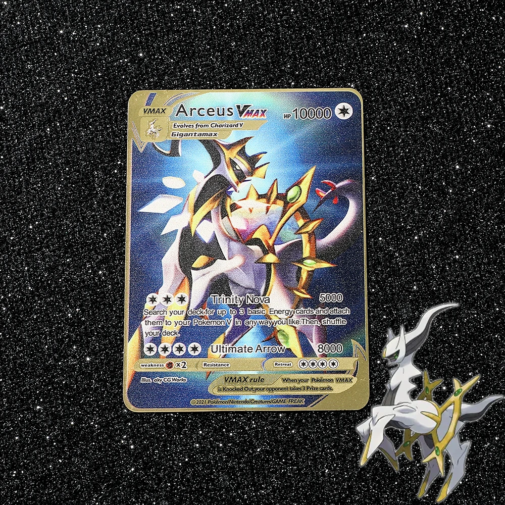 10000 Point Arceus Vmax Pokemon Metal Cards DIY Card Pikachu Charizard Golden Limited Edition Kids Toy Gift Game Collection Card
10000 Point Arceus Vmax Pokemon Metal Cards DIY Card Pikachu Charizard Golden Limited Edition Kids Toy Gift Game Collection Card
