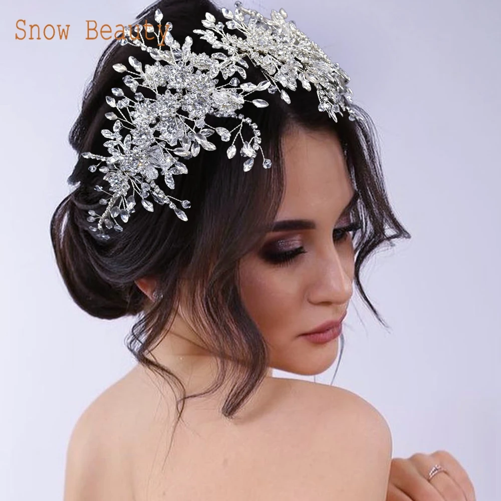 

DZ096 Bridal Rhinestone Headband Silver Bridal Hair Accessories Women Headdress Wedding Headpieces Head Jewelry Bride Tiara