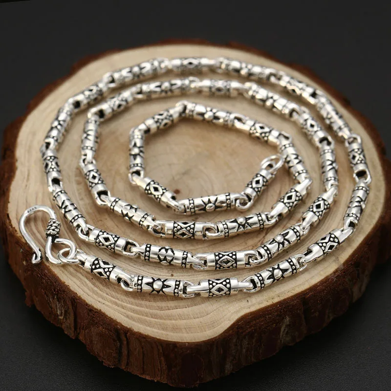 4mm Thick Real Silver Vintage Cylinder Link Chain S925 Sterling Silver Classic Retro Geometric Patterns Men's Necklace Jewelry
4mm Thick Real Silver Vintage Cylinder Link Chain S925 Sterling Silver Classic Retro Geometric Patterns Men's Necklace Jewelry