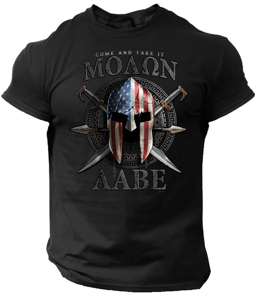 

Come and Take It Molon Labe, американская патриотическая футболка спартанского воина, 100% хлопок, круглый вырез, короткий рукав, повседневная мужская футболка